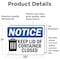 Signmission Keep Lid Of Container Closed, 10 in W x Rectangle, Vinyl Decal OS-2PACK-NS-D-710-L-15863 - alternate 5